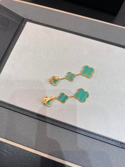[Clara Jewels]CLOVER MALACHITE 3 MOTIFS GOLD