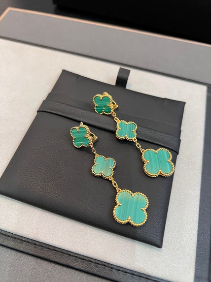 [Clara Jewels]CLOVER MALACHITE 3 MOTIFS GOLD