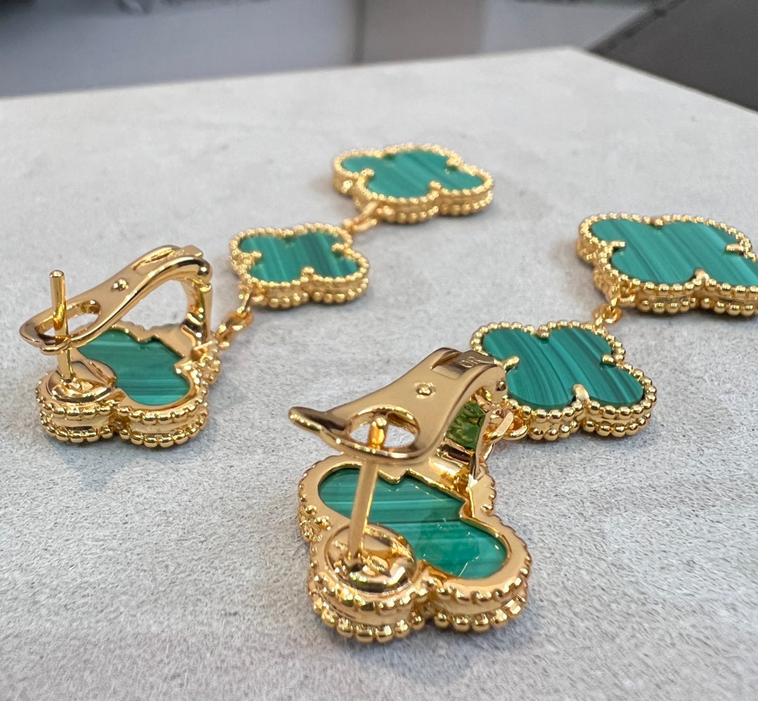 [Clara Jewels]CLOVER MALACHITE 3 MOTIFS GOLD