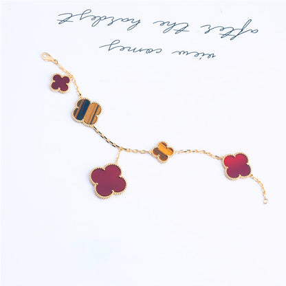 [Clara Jewels]CLOVER BRACELET 5 MOTIFS CARNELIAN TIGER EYE