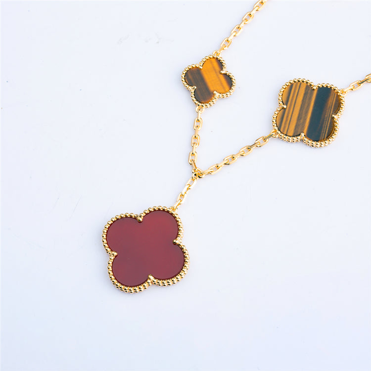 [Clara Jewels]CLOVER BRACELET 5 MOTIFS CARNELIAN TIGER EYE