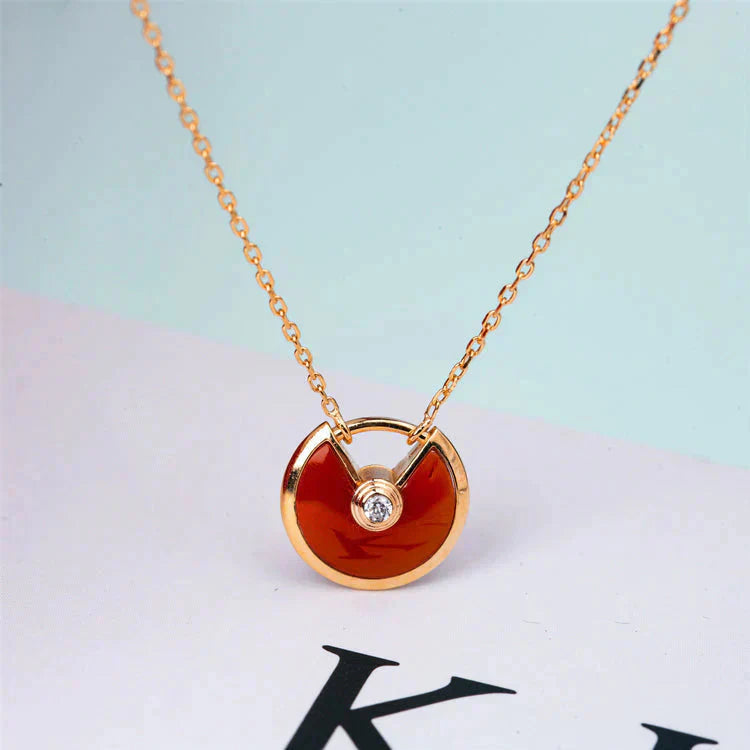 [Clara Jewels]AMULETTE GOLD CARNELIAN ONYX NECKLACE