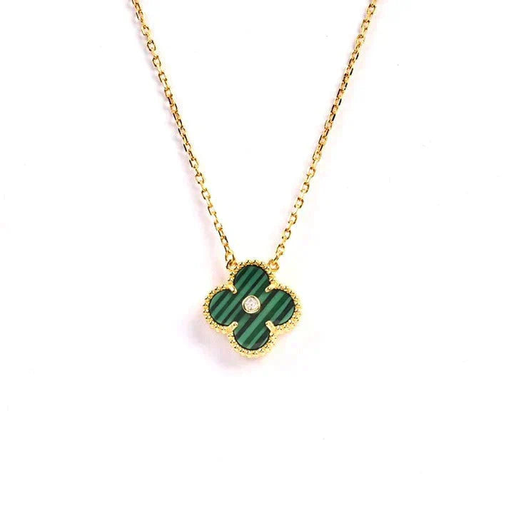 [Clara Jewels]CLOVER 15MM DIAMOND TURQUOISE NECKLACE