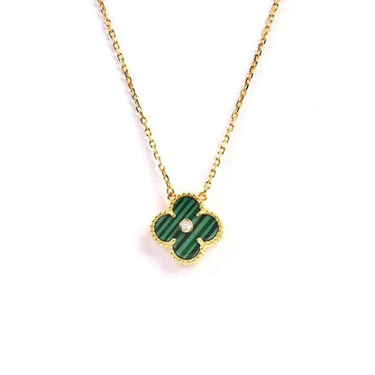 [Clara Jewels]CLOVER 15MM DIAMOND TURQUOISE NECKLACE