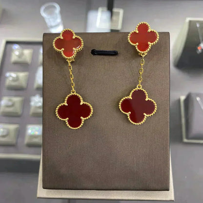 [Clara Jewels]CLOVER 2 MOTIFS  EARRINGS (MULTIPLE CHOICESC