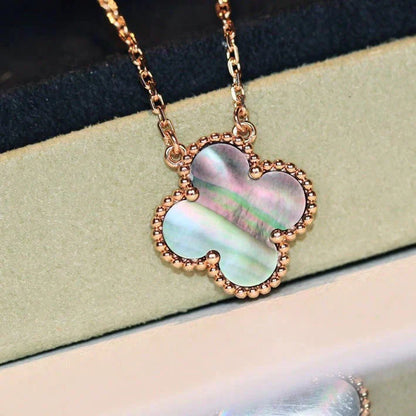 [Clara Jewels]CLOVER 15MM  GRAY MOTHER OF PEARL NECKLACE