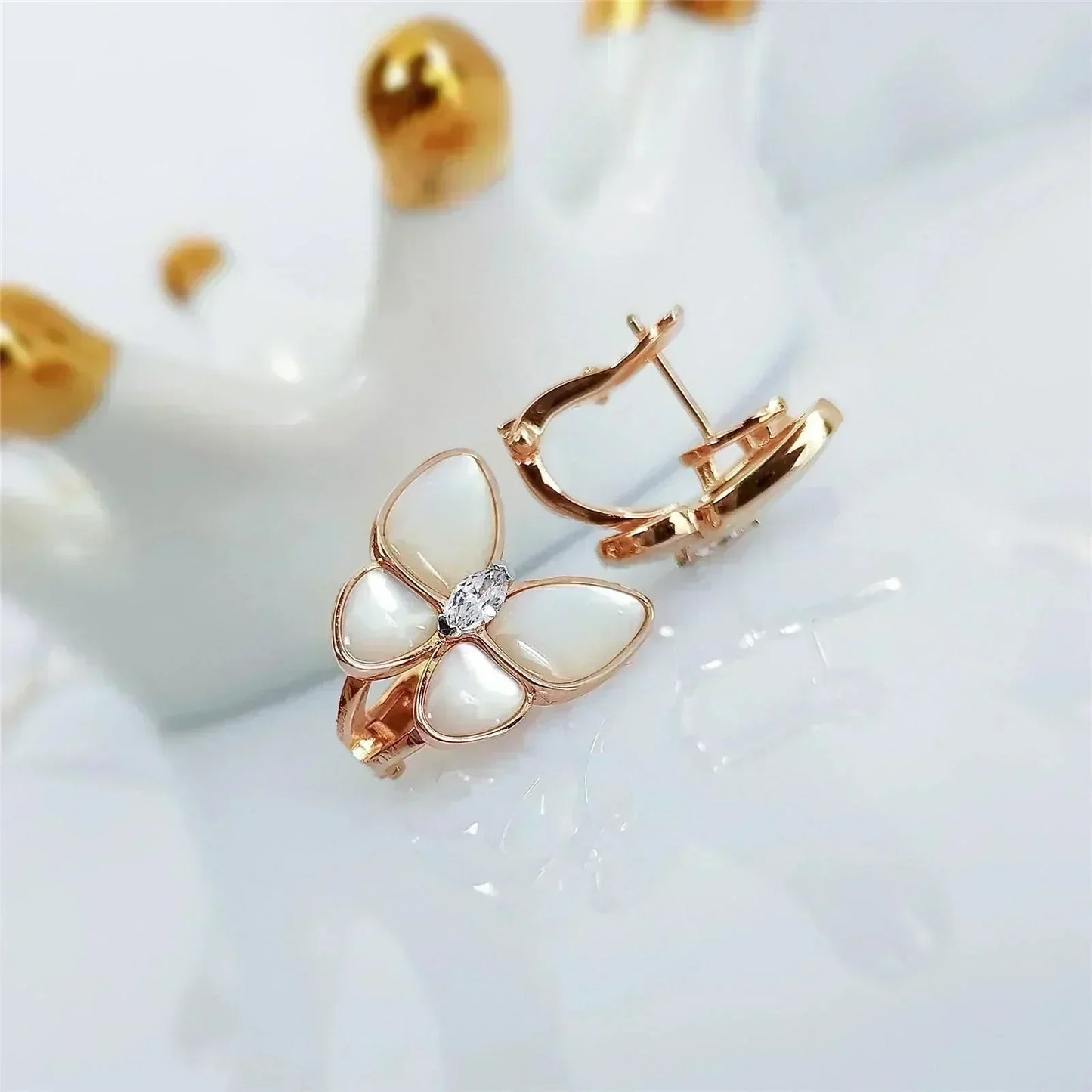 [Clara Jewels]BUTTERFLY MOP DIAMOND EARRINGS