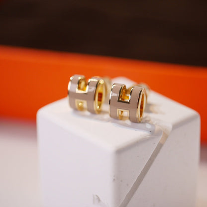 [Clara Jewels]MINI POP H GOLD EARRINGS GREY
