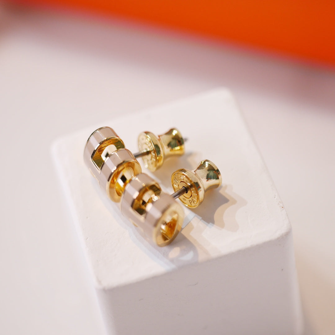 [Clara Jewels]MINI POP H GOLD EARRINGS GREY