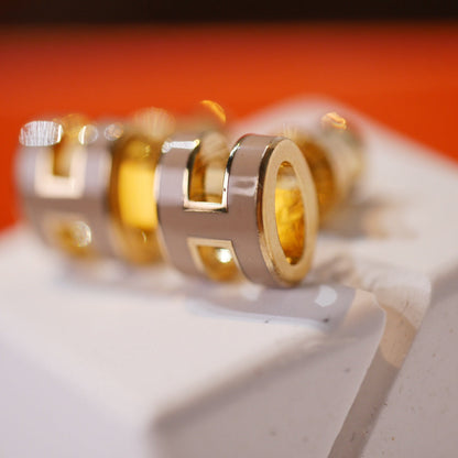 [Clara Jewels]MINI POP H GOLD EARRINGS GREY