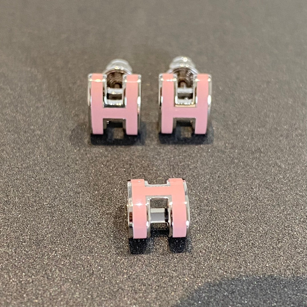 [Clara Jewels]MINI POP H SILVER EARRINGS PINK