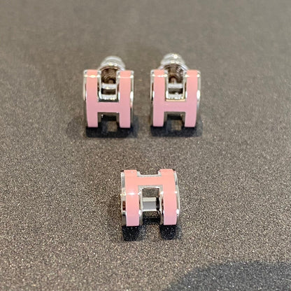 [Clara Jewels]MINI POP H SILVER EARRINGS PINK