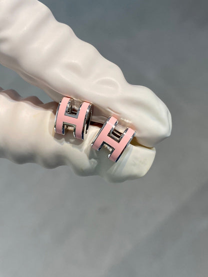 [Clara Jewels]MINI POP H SILVER EARRINGS PINK