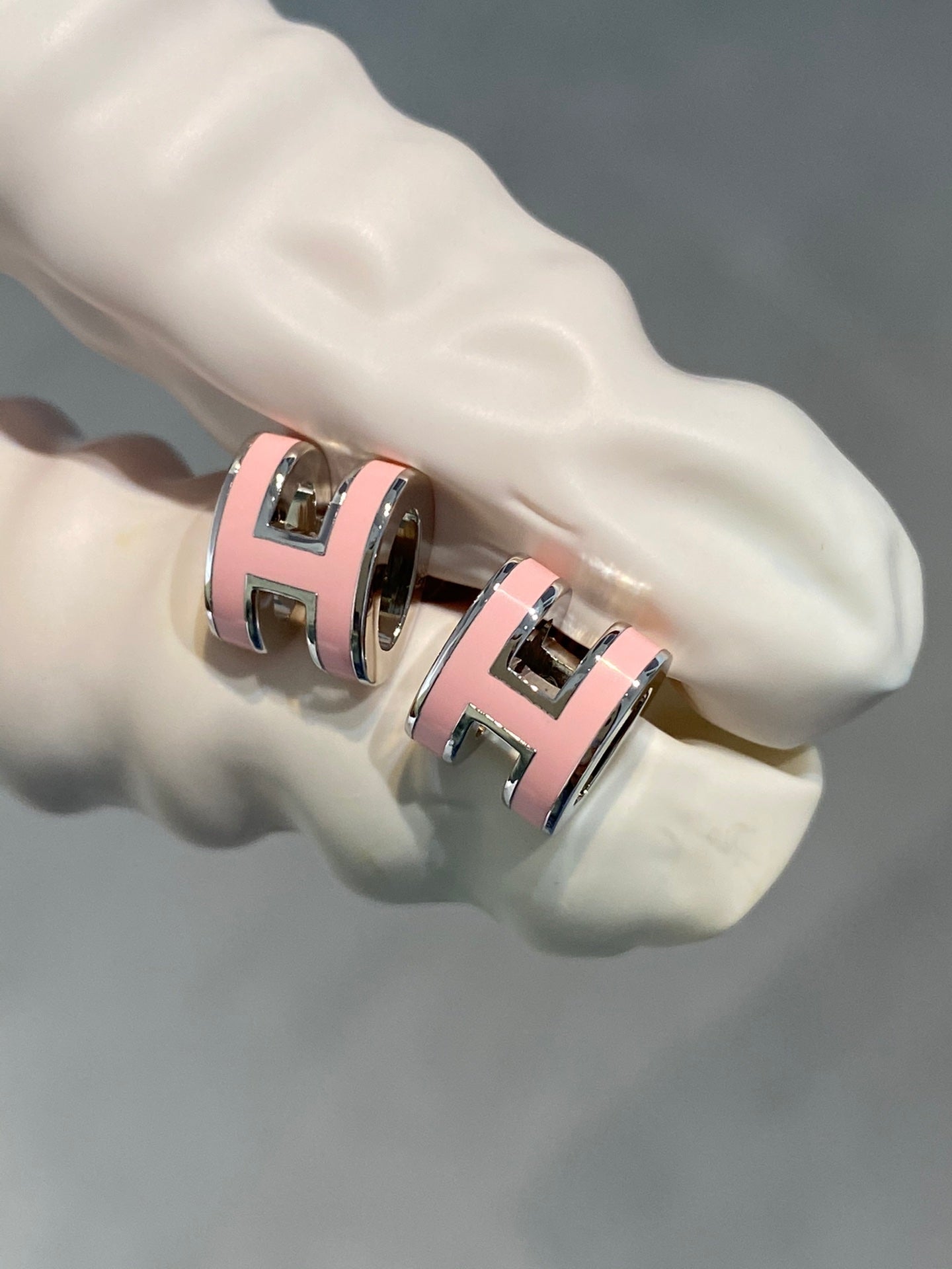 [Clara Jewels]MINI POP H SILVER EARRINGS PINK