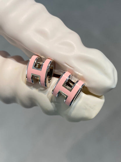 [Clara Jewels]MINI POP H SILVER EARRINGS PINK