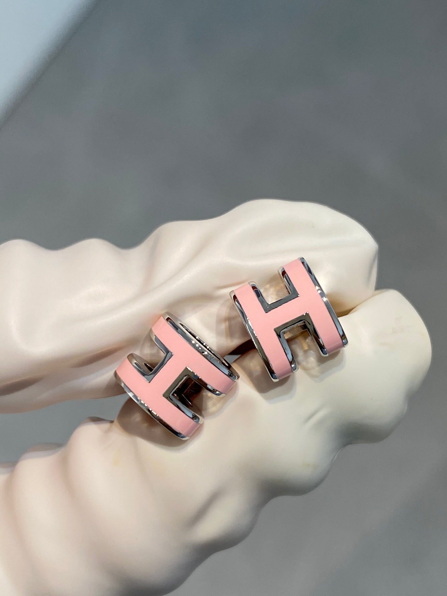 [Clara Jewels]MINI POP H SILVER EARRINGS PINK