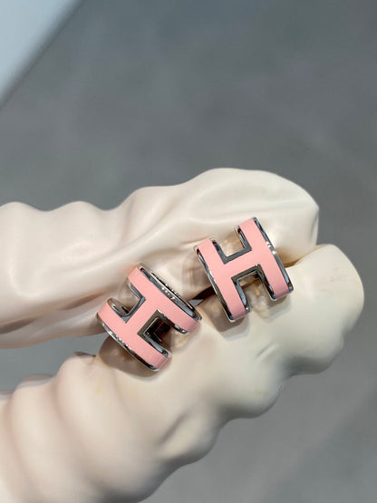 [Clara Jewels]MINI POP H SILVER EARRINGS PINK
