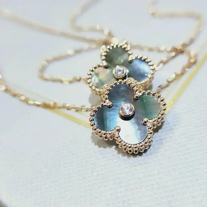 [Clara Jewels]CLOVER 15MM DIAMOND AND MOTHER-OF-GREY NECKLACE