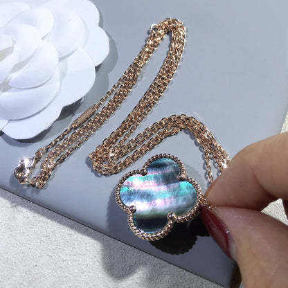 [Clara Jewels]CLOVER 25MM GOLD DARK MOP BIG CLOVER NECKLACE