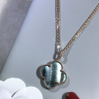 [Clara Jewels]CLOVER 25MM GOLD DARK MOP BIG CLOVER NECKLACE