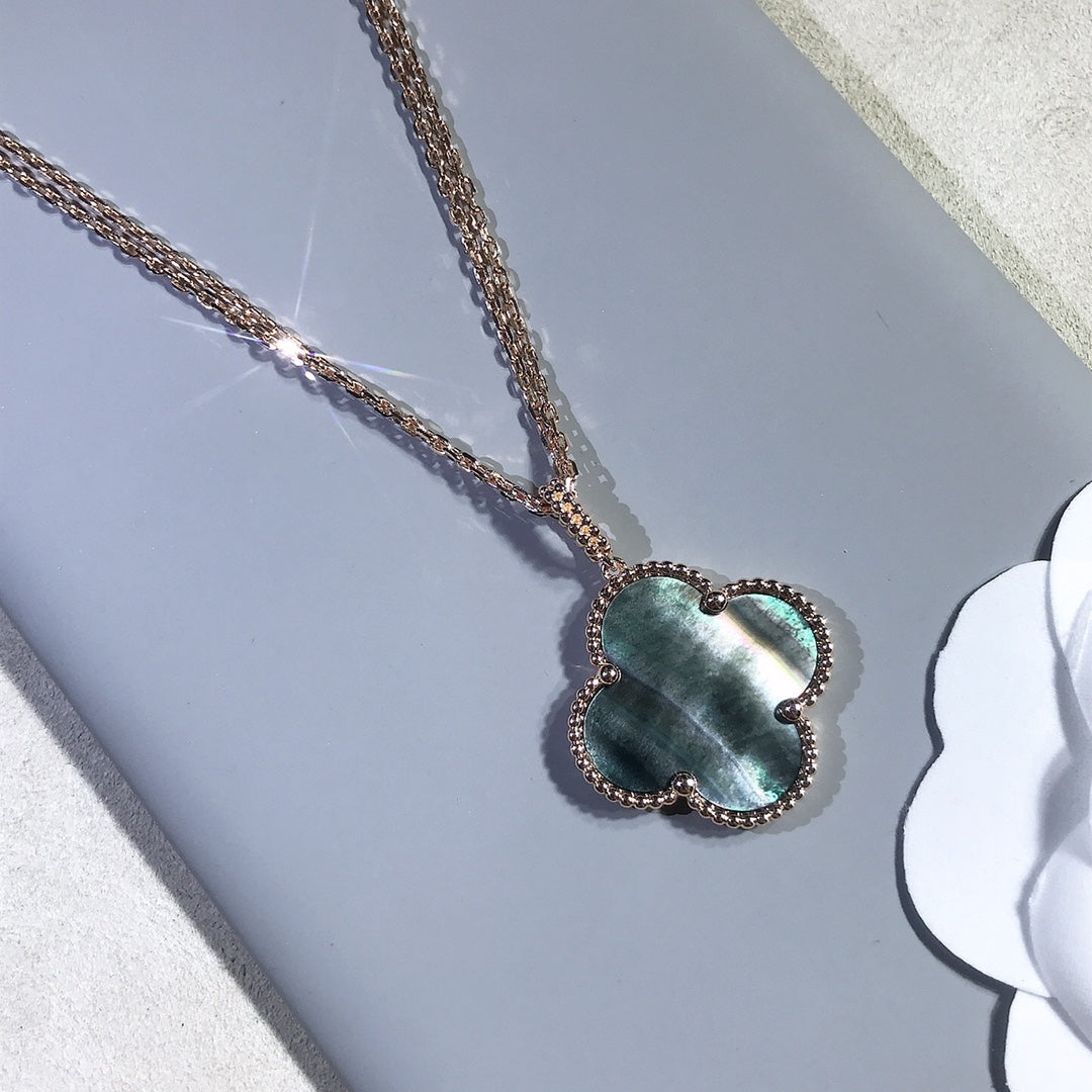 [Clara Jewels]CLOVER 25MM GOLD DARK MOP BIG CLOVER NECKLACE