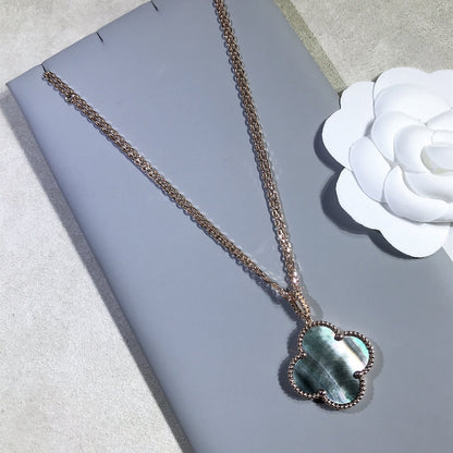 [Clara Jewels]CLOVER 25MM GOLD DARK MOP BIG CLOVER NECKLACE