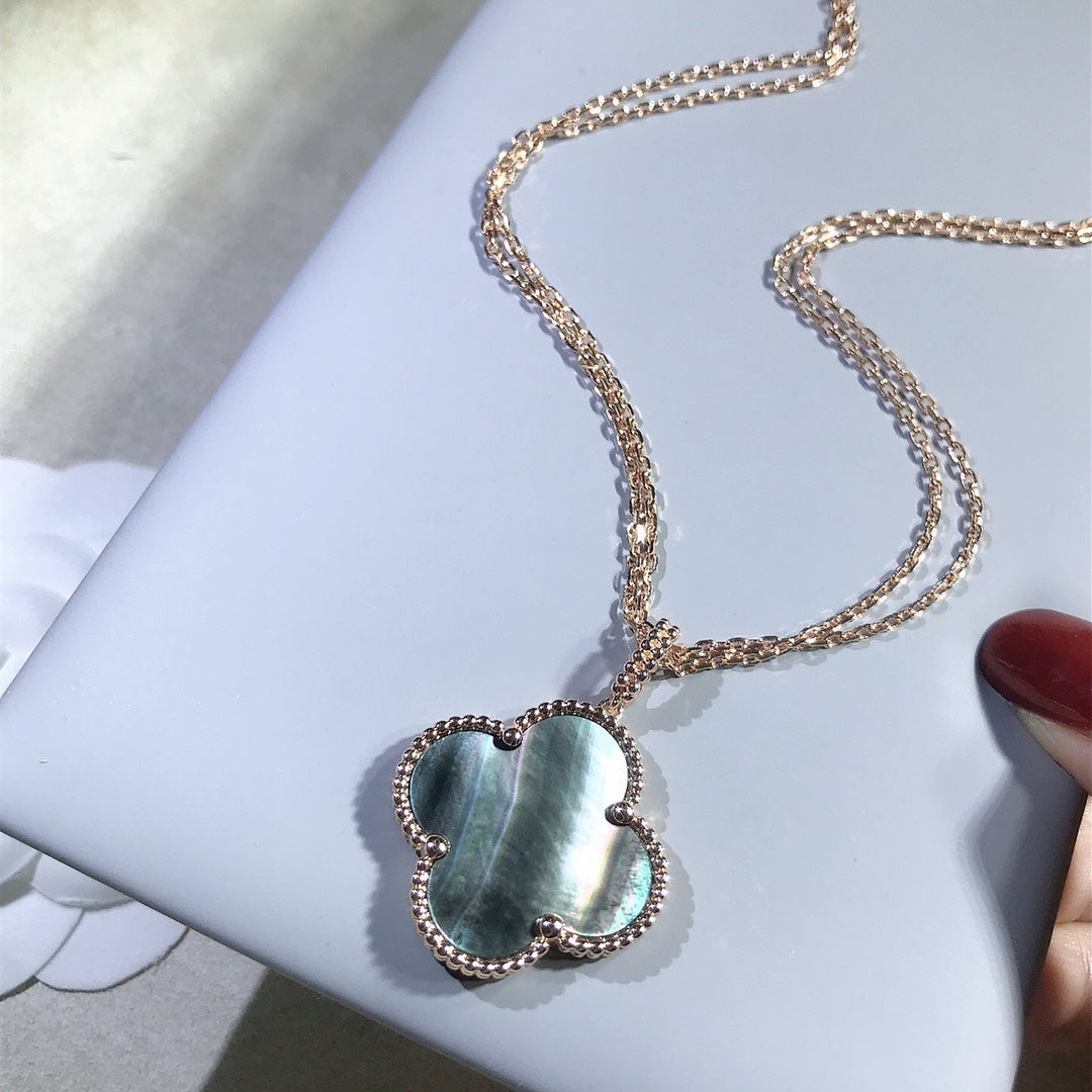 [Clara Jewels]CLOVER 25MM GOLD DARK MOP BIG CLOVER NECKLACE