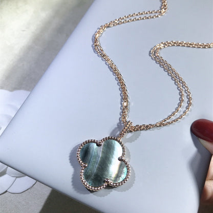 [Clara Jewels]CLOVER 25MM GOLD DARK MOP BIG CLOVER NECKLACE