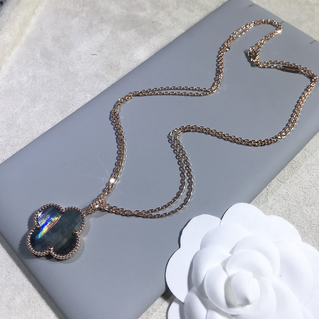 [Clara Jewels]CLOVER 25MM GOLD DARK MOP BIG CLOVER NECKLACE