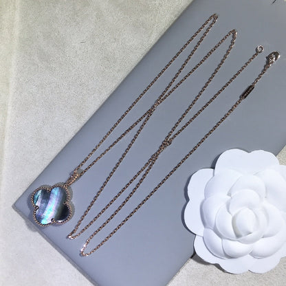 [Clara Jewels]CLOVER 25MM GOLD DARK MOP BIG CLOVER NECKLACE