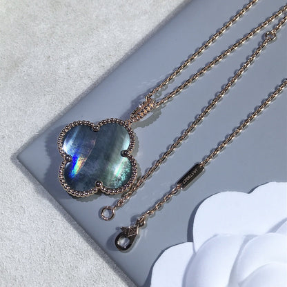[Clara Jewels]CLOVER 25MM GOLD DARK MOP BIG CLOVER NECKLACE