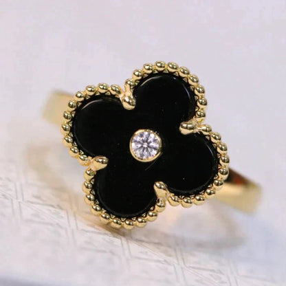 [Clara Jewels]CLOVER ONYX RING GOLD DIAMOND
