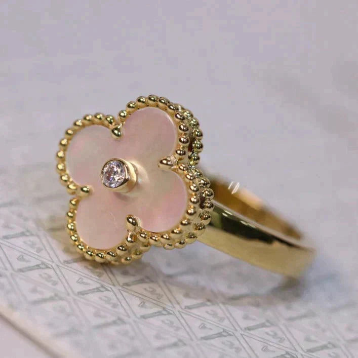 [Clara Jewels]CLOVER PINK MOP RING GOLD DIAMOND