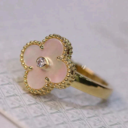 [Clara Jewels]CLOVER PINK MOP RING GOLD DIAMOND