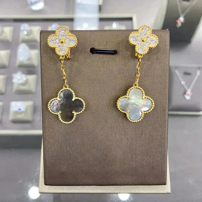 [Clara Jewels]CLOVER  2 MOTIFS  DIAMOND  EARRINGS (MULTIPLE CHOICESç´