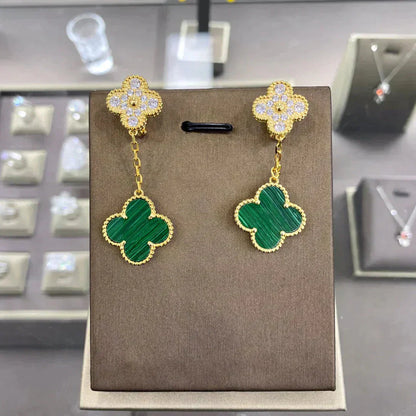 [Clara Jewels]CLOVER  2 MOTIFS  DIAMOND  EARRINGS (MULTIPLE CHOICESç´