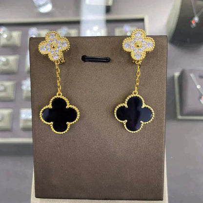 [Clara Jewels]CLOVER  2 MOTIFS  DIAMOND  EARRINGS (MULTIPLE CHOICESç´