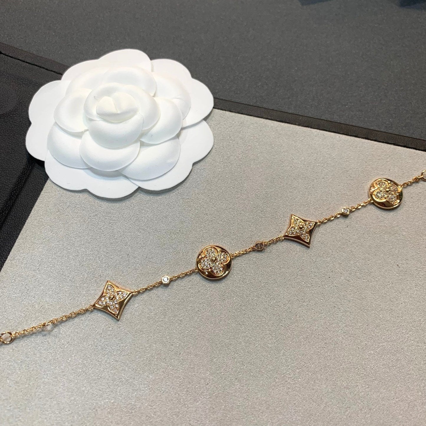 [Clara Jewels]STAR AND SUN 4 MOTIFS GOLD DIAMONDS BRACELET