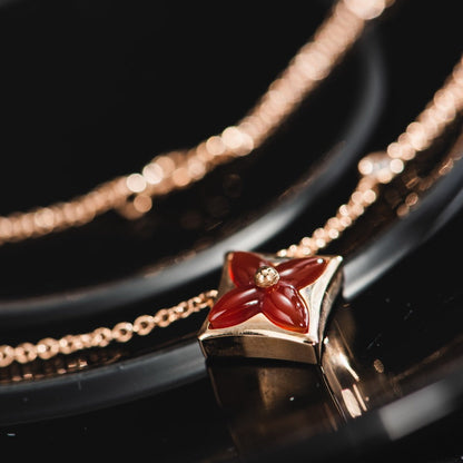 [Clara Jewels]STAR NECKLACE PINK GOLD 1 DIAMOND