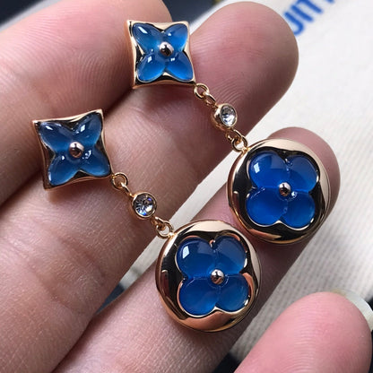 [Clara Jewels]STAR AND SUN AGATE DIAMOND EARRINGS