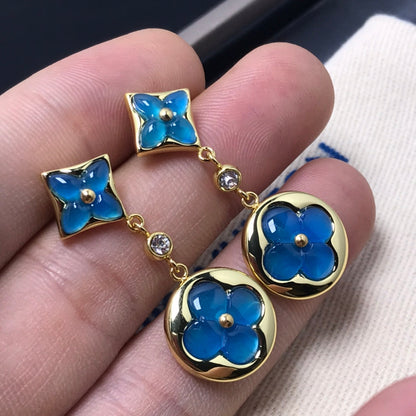 [Clara Jewels]STAR AND SUN AGATE DIAMOND EARRINGS