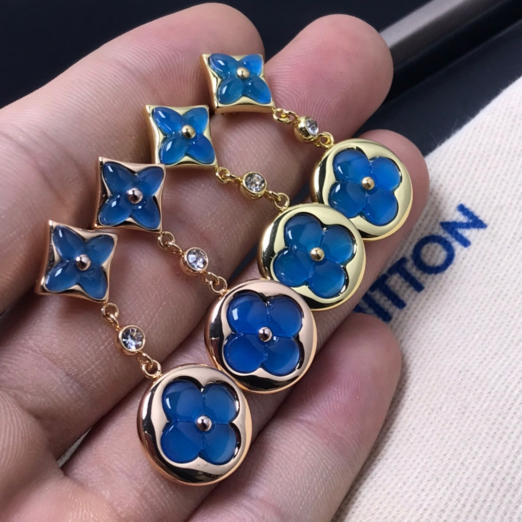 [Clara Jewels]STAR AND SUN AGATE DIAMOND EARRINGS