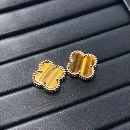 [Clara Jewels]CLOVER MEDIUM 1 MOTIFS TIGER EYE EARRINGS