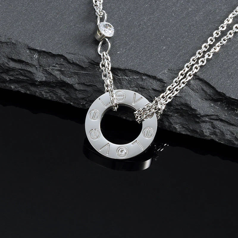 [Clara Jewels]LOVE NECKLACE 16MM 2 DIAMONDS