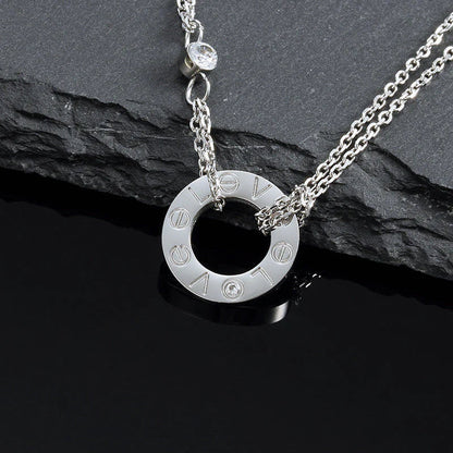 [Clara Jewels]LOVE NECKLACE 16MM 2 DIAMONDS
