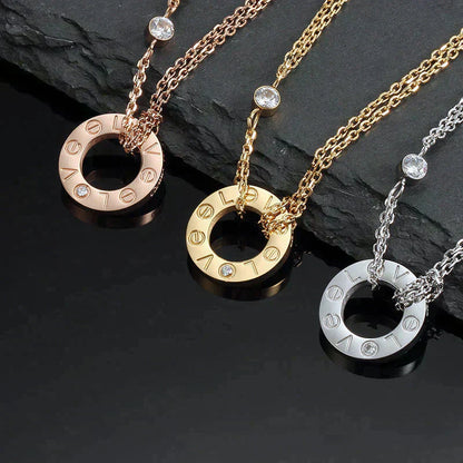 [Clara Jewels]LOVE NECKLACE 16MM 2 DIAMONDS