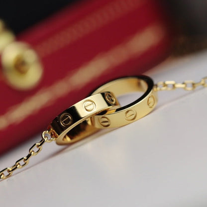 [Clara Jewels]LOVE NECKLACE DOUBLE RING GOLD