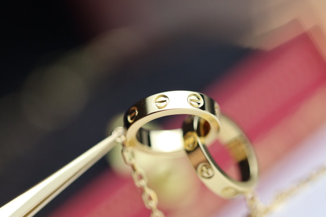 [Clara Jewels]LOVE NECKLACE DOUBLE RING GOLD
