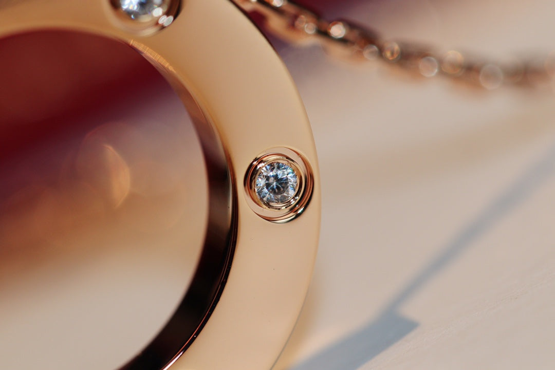 [Clara Jewels]LOVE NECKLACE 16MM 6 DIAMONDS PINK GOLD