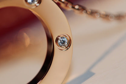 [Clara Jewels]LOVE NECKLACE 16MM 6 DIAMONDS PINK GOLD
